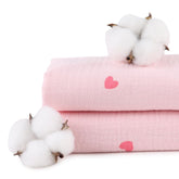 Wrinkle Gauze Cotton Material Quilting Sewing Craft Fabric Table Runners Decor Cloth for Party, Wedding Cheesecloth Kitchen Cooking (Pink Heart, 2Yard)